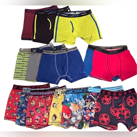 New Balance, Hanes Other - Boys Boxer Briefs Underwear Bulk Lot of 15 - Sizes Medium (8) and Large (10-12)